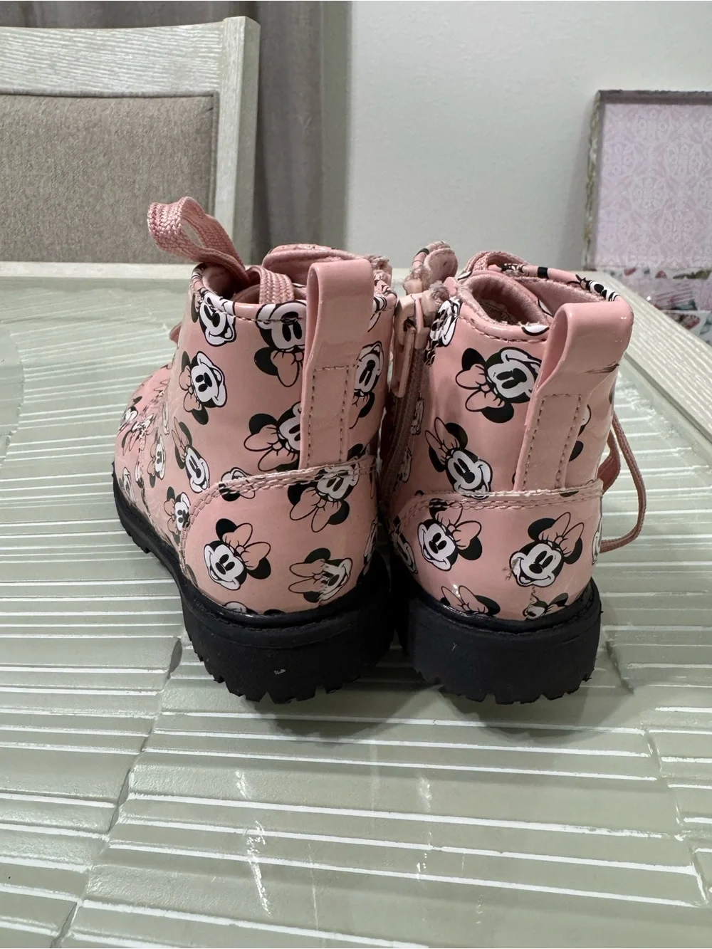 Kids Pink Minnie Mouse Lace-Up Boots